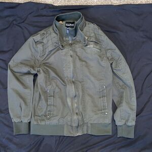 Chouyatou Jacket Men's Green Casual Long Sleeve Full Zip Adult Large